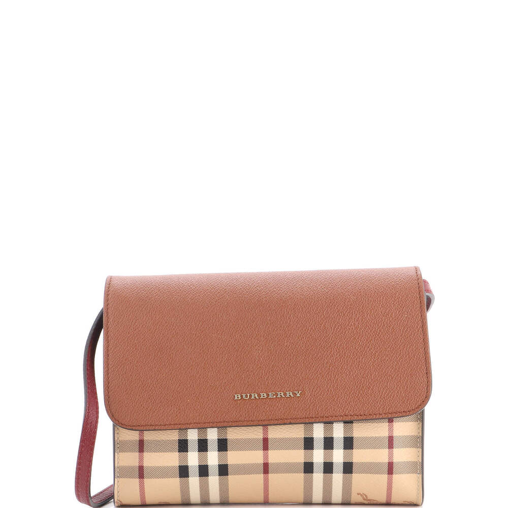 Burberry Small Loxley Crossbody Bag Haymarket Coated Canvas and Leather - Picture 1 of 6
